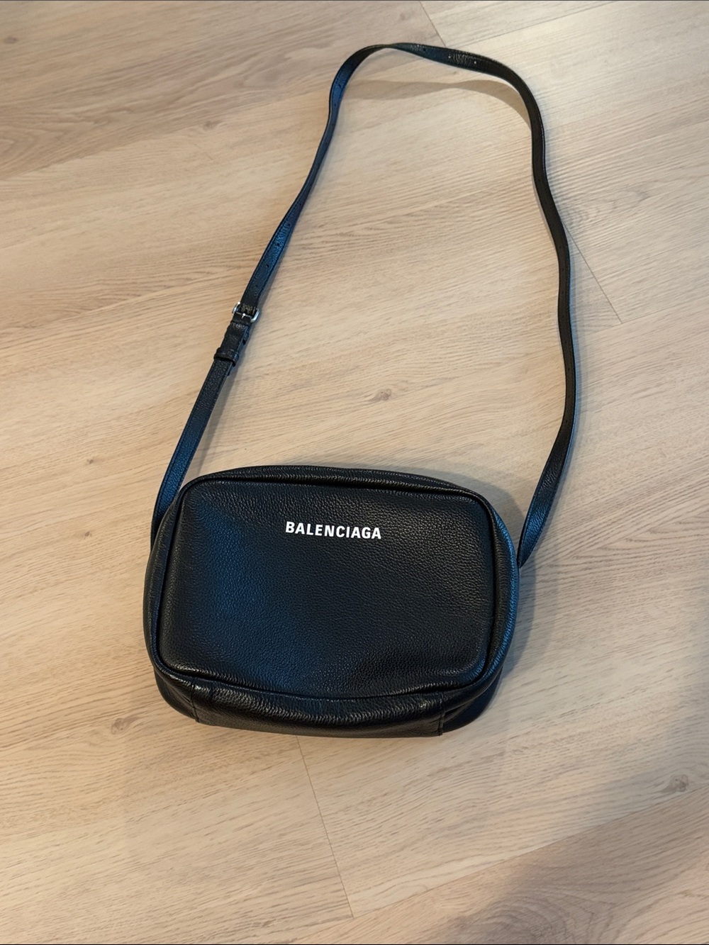 Balenciaga Black Pebbled Leather Messenger Crossbody